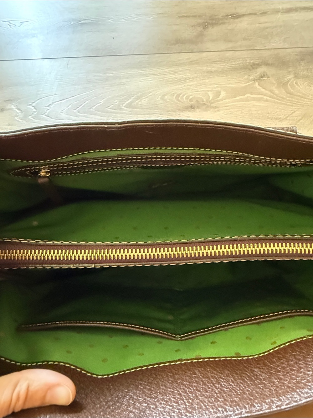 kate spade brown leather satchel with gold hardware - Picture 2 of 9